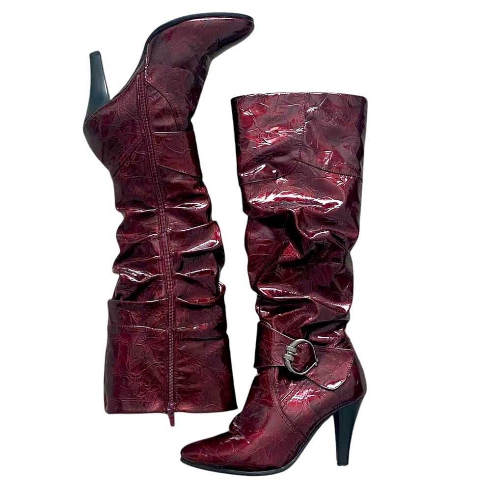 ACTION RED GOTHIC HIGH HEEL BOOTS SIZE 38